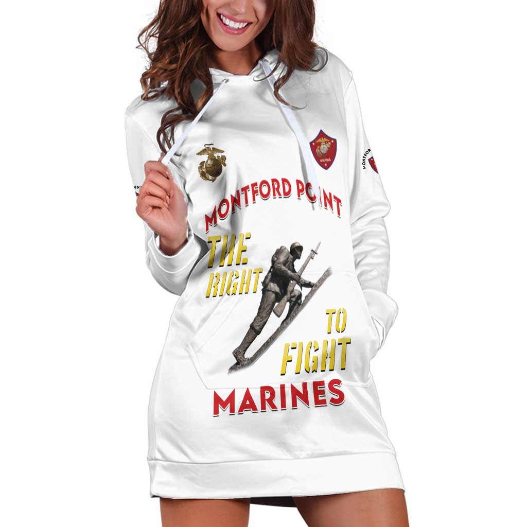 Montford Point Marines Hoodie Dress The Right To Fight - White - Wonder Print Shop