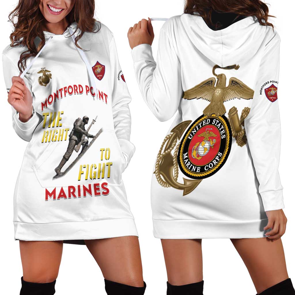 Montford Point Marines Hoodie Dress The Right To Fight - White - Wonder Print Shop