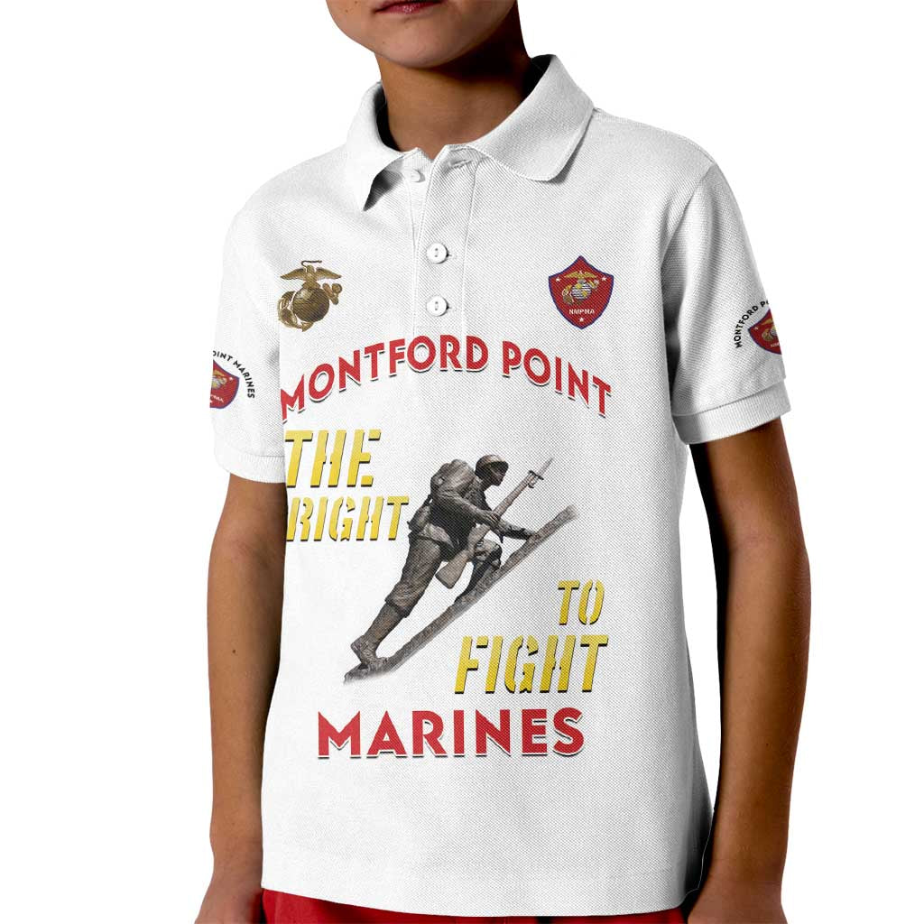 Montford Point Marines Kid Polo Shirt The Right To Fight - White - Wonder Print Shop