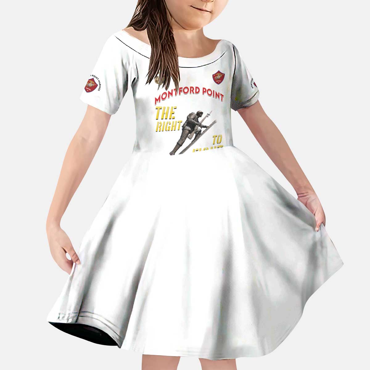 Montford Point Marines Kid Short Sleeve Dress The Right To Fight - White - Wonder Print Shop