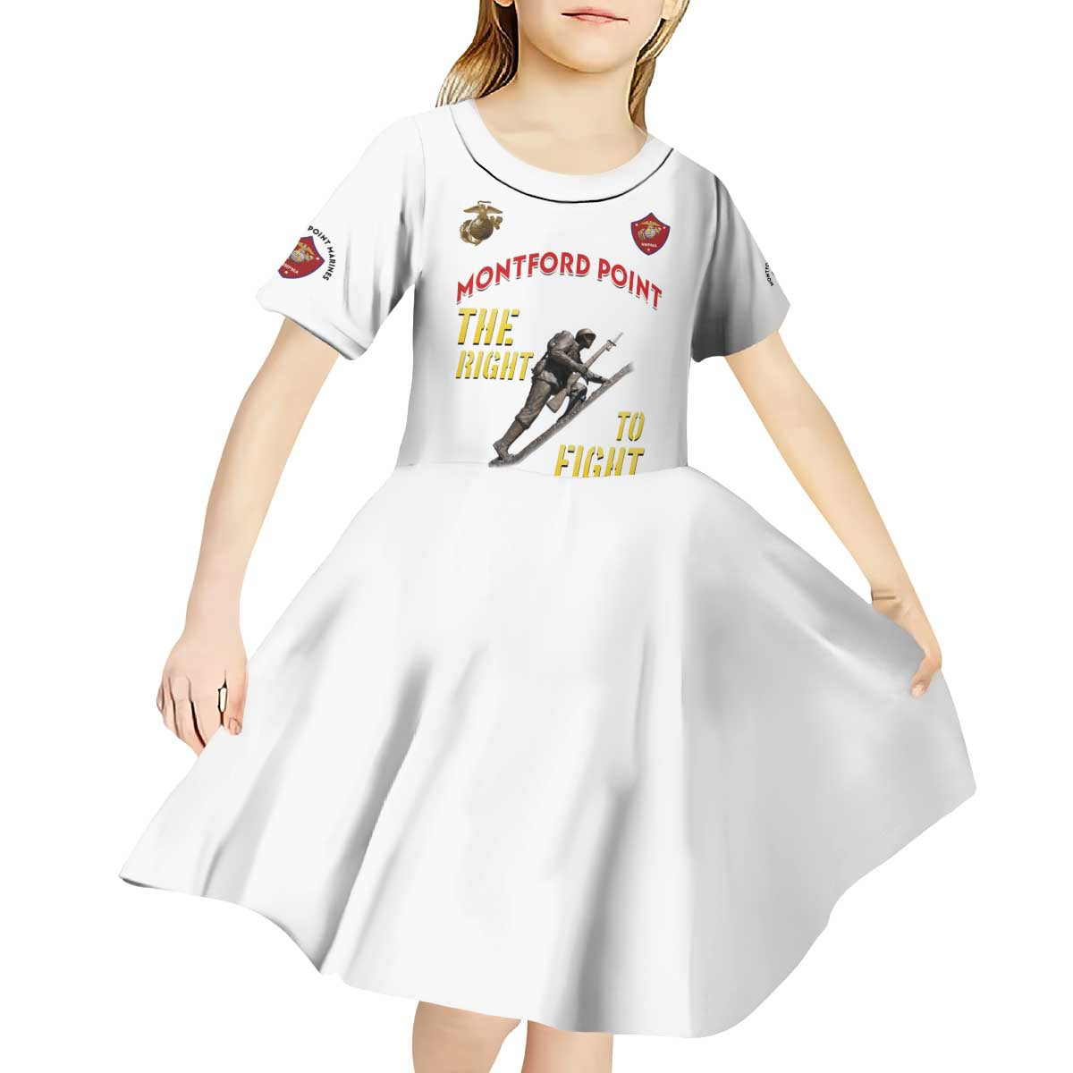 Montford Point Marines Kid Short Sleeve Dress The Right To Fight - White - Wonder Print Shop