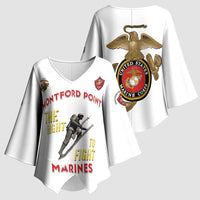 Montford Point Marines Kimono Sleeve Blouse The Right To Fight - White - Wonder Print Shop