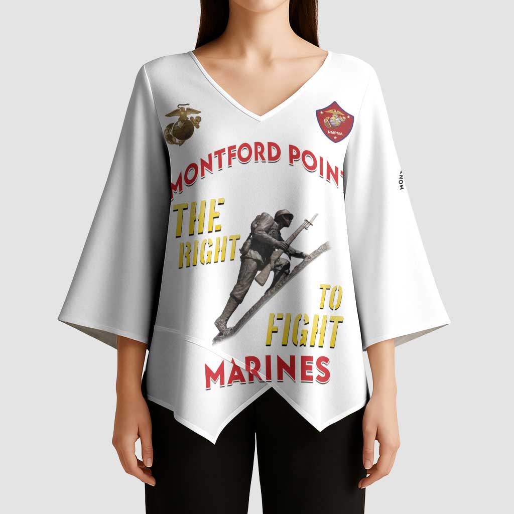 Montford Point Marines Kimono Sleeve Blouse The Right To Fight - White - Wonder Print Shop