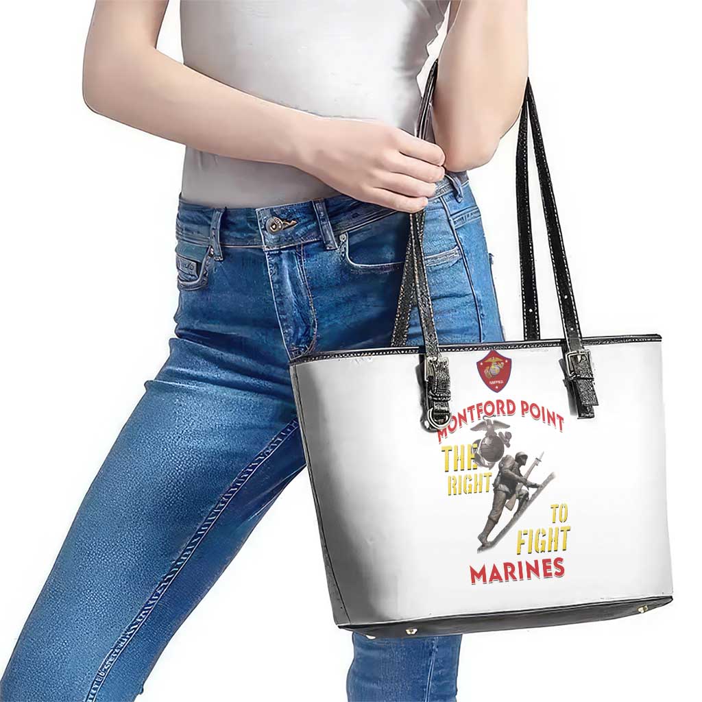 Montford Point Marines Leather Tote Bag The Right To Fight - White - Wonder Print Shop