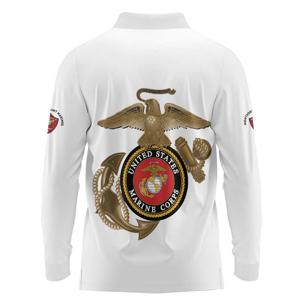 Montford Point Marines Long Sleeve Polo Shirt The Right To Fight - White - Wonder Print Shop