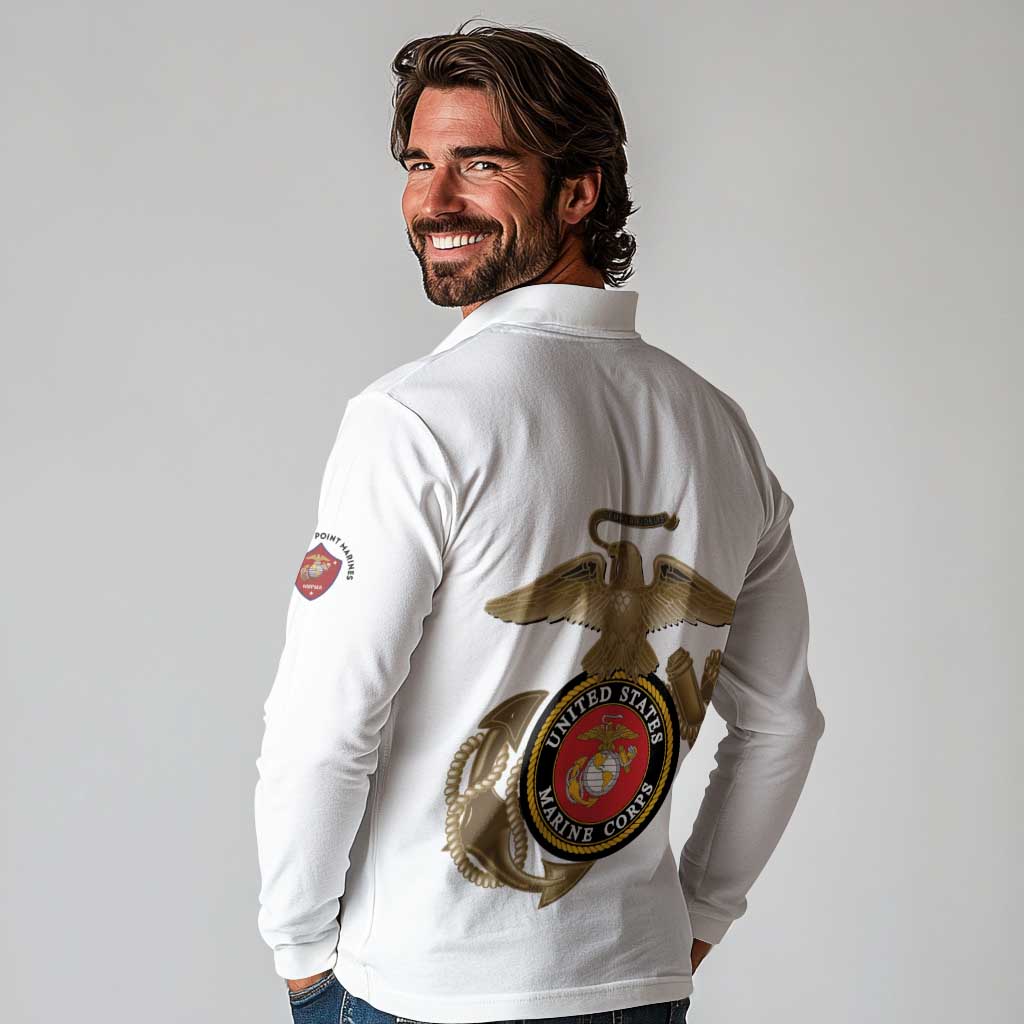 Montford Point Marines Long Sleeve Polo Shirt The Right To Fight - White - Wonder Print Shop
