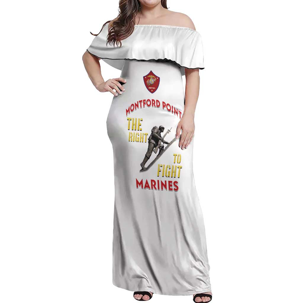 Montford Point Marines Off Shoulder Maxi Dress The Right To Fight - White - Wonder Print Shop
