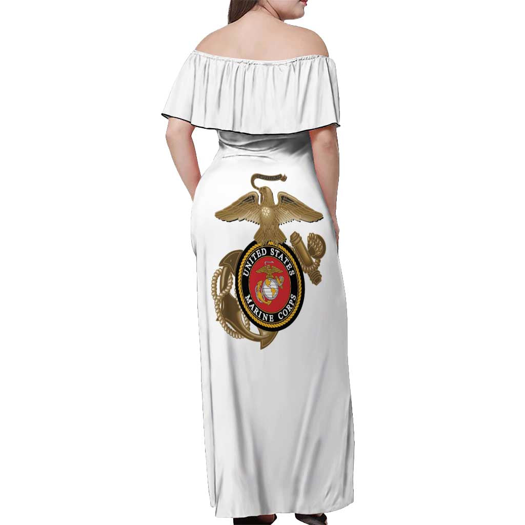Montford Point Marines Off Shoulder Maxi Dress The Right To Fight - White - Wonder Print Shop