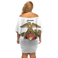 Montford Point Marines Off Shoulder Short Dress The Right To Fight - White - Wonder Print Shop