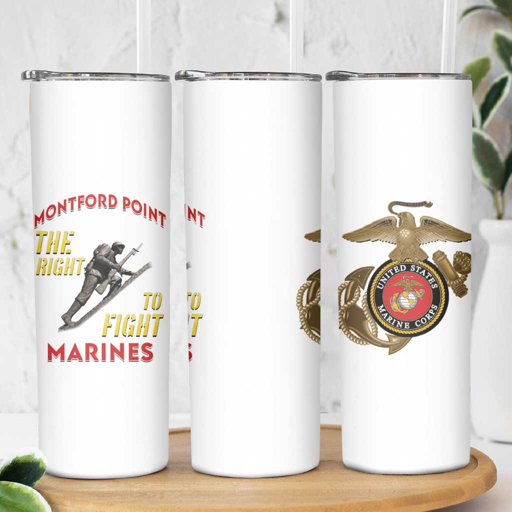 Montford Point Marines Skinny Tumbler The Right To Fight - White - Wonder Print Shop