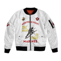 Montford Point Marines Sleeve Zip Bomber Jacket The Right To Fight - White - Wonder Print Shop
