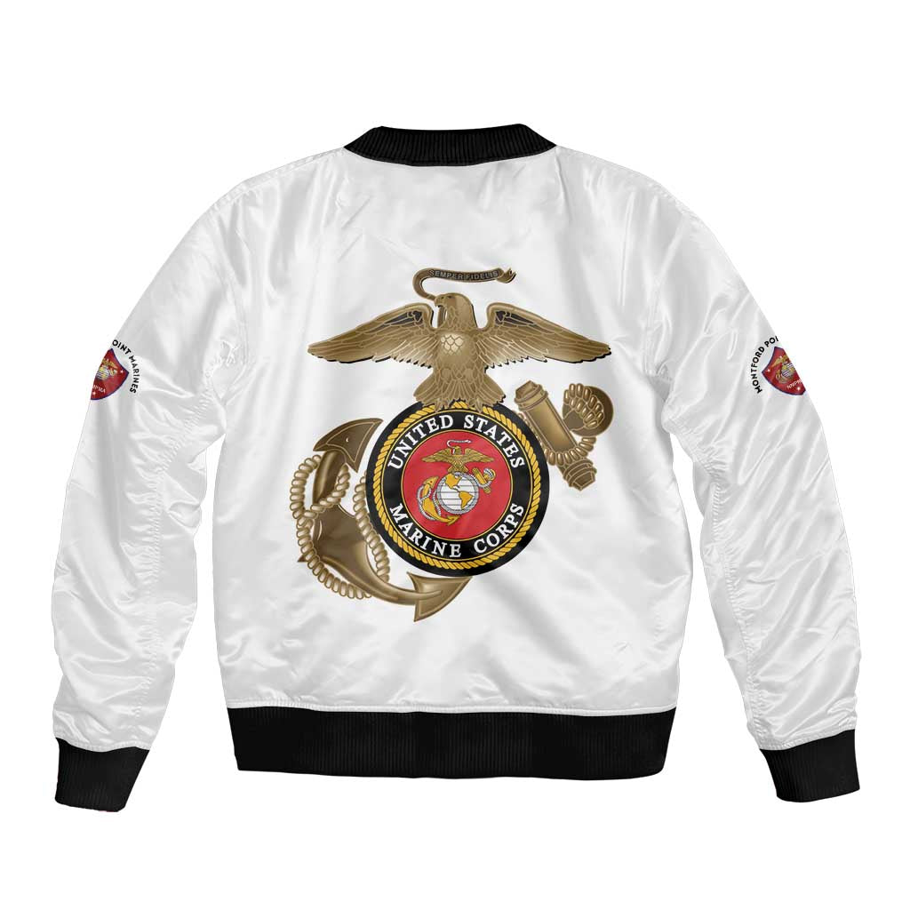 Montford Point Marines Sleeve Zip Bomber Jacket The Right To Fight - White - Wonder Print Shop