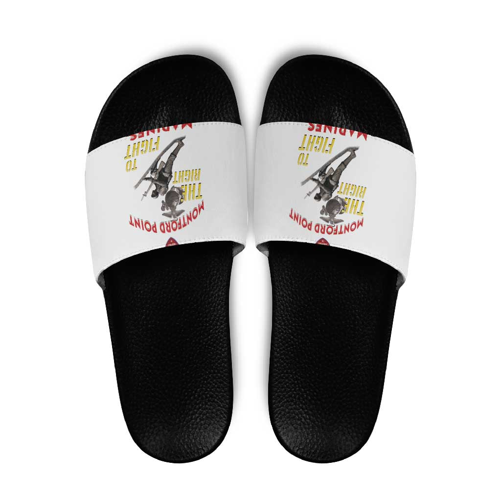 Montford Point Marines Slide Sandals The Right To Fight - White - Wonder Print Shop