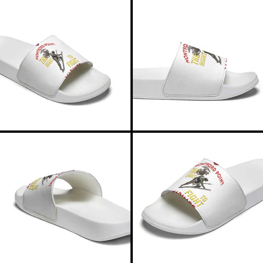 Montford Point Marines Slide Sandals The Right To Fight - White - Wonder Print Shop