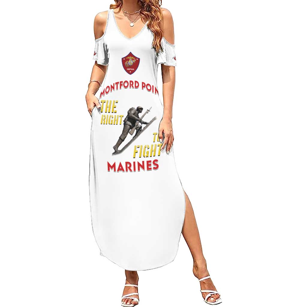 Montford Point Marines Summer Maxi Dress The Right To Fight - White - Wonder Print Shop