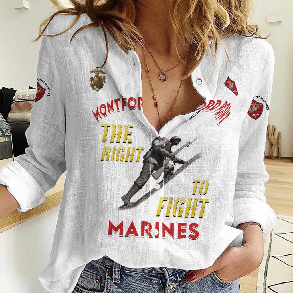 Montford Point Marines Women Casual Shirt The Right To Fight - White - Wonder Print Shop