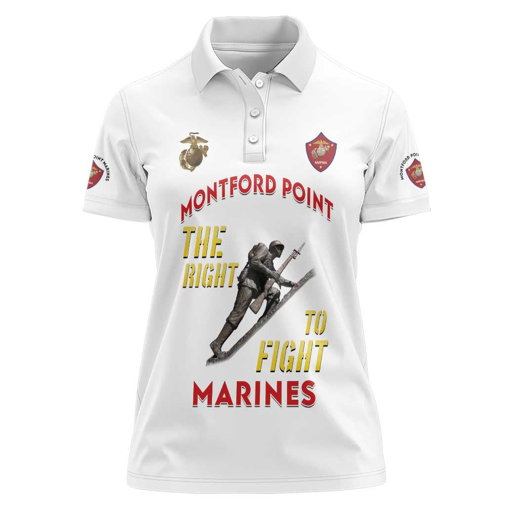 Montford Point Marines Women Polo Shirt The Right To Fight - White - Wonder Print Shop