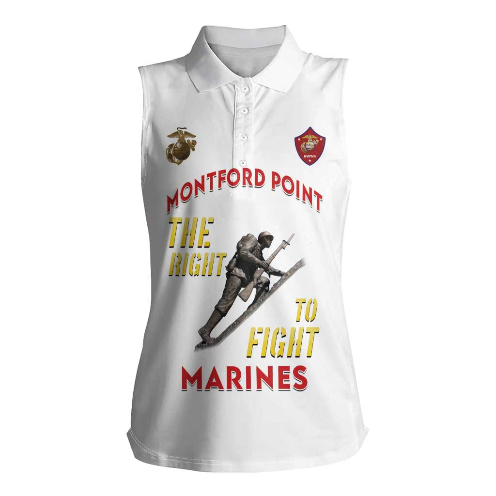 Montford Point Marines Women Sleeveless Polo Shirt The Right To Fight - White - Wonder Print Shop