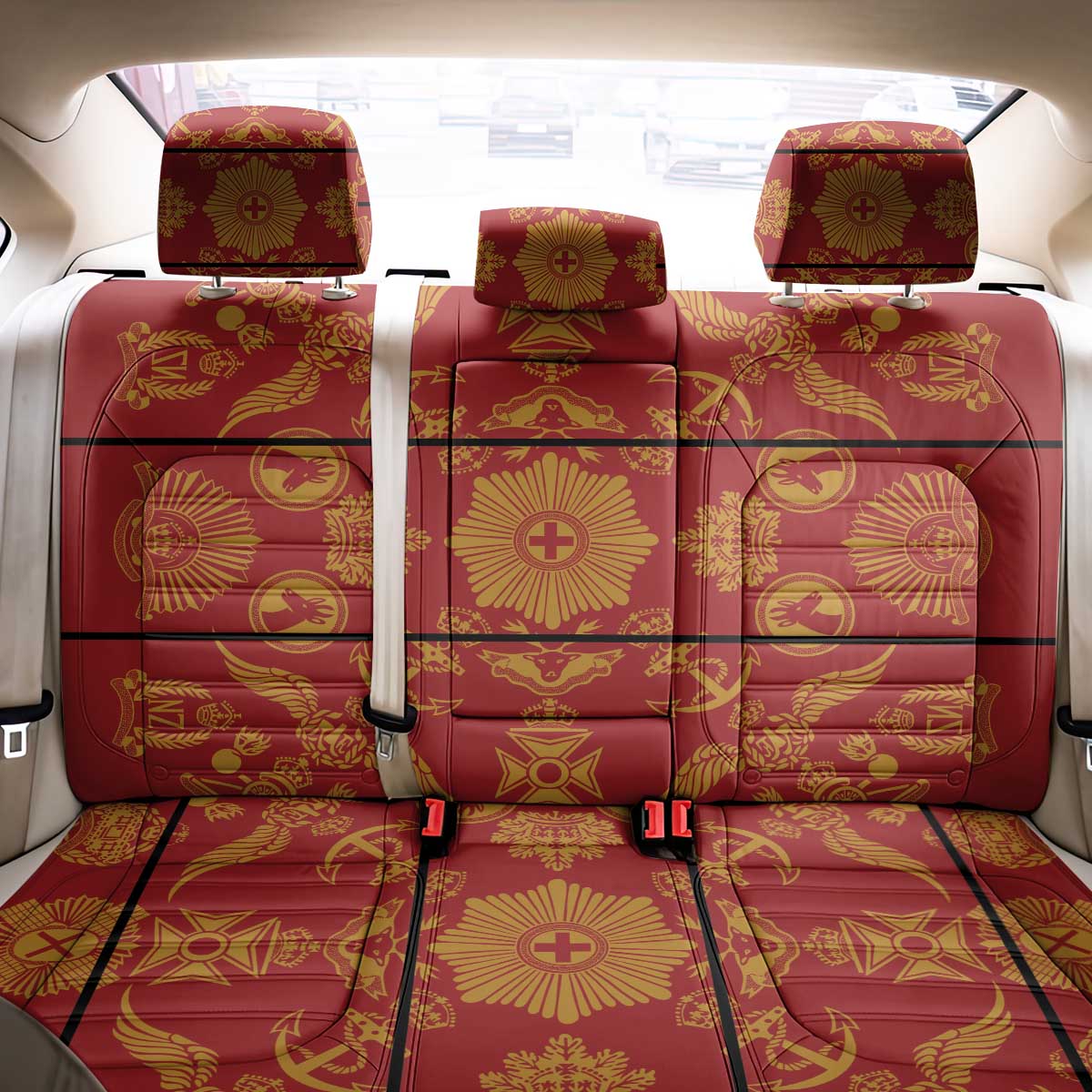 Lesotho Seanamarena Kharetsa Royal Red Back Car Seat Cover Basotho Traditional Blanket Style - Wonder Print Shop