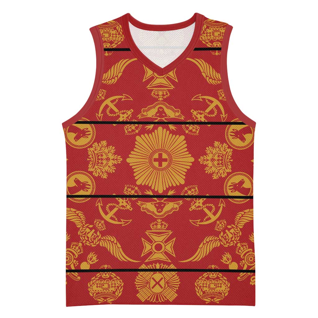 Lesotho Seanamarena Kharetsa Royal Red Basketball Jersey Basotho Traditional Blanket Style - Wonder Print Shop