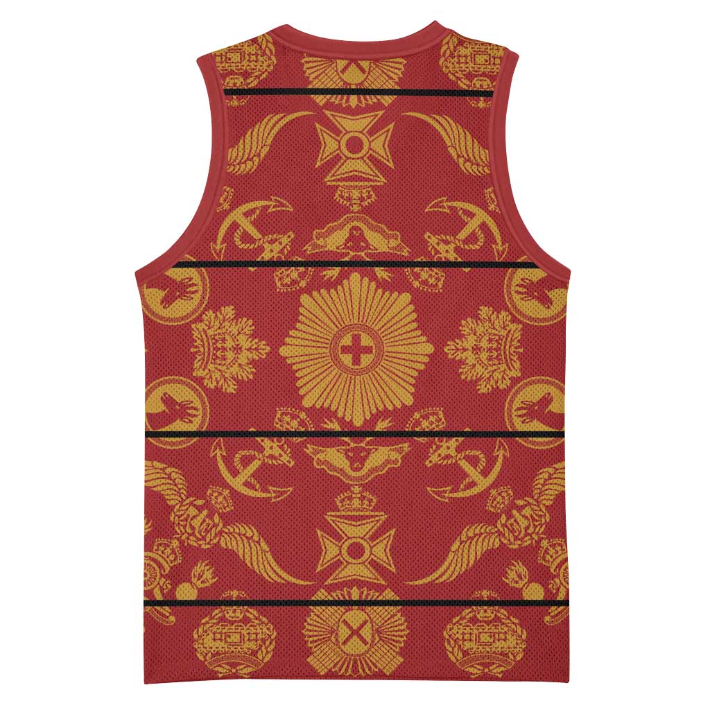 Lesotho Seanamarena Kharetsa Royal Red Basketball Jersey Basotho Traditional Blanket Style - Wonder Print Shop