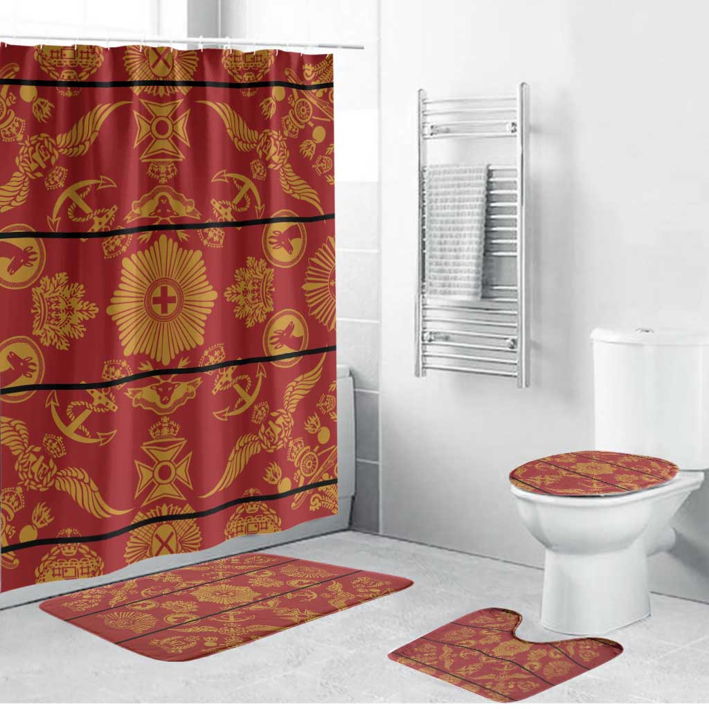 Lesotho Seanamarena Kharetsa Royal Red Bathroom Set Basotho Traditional Blanket Style - Wonder Print Shop