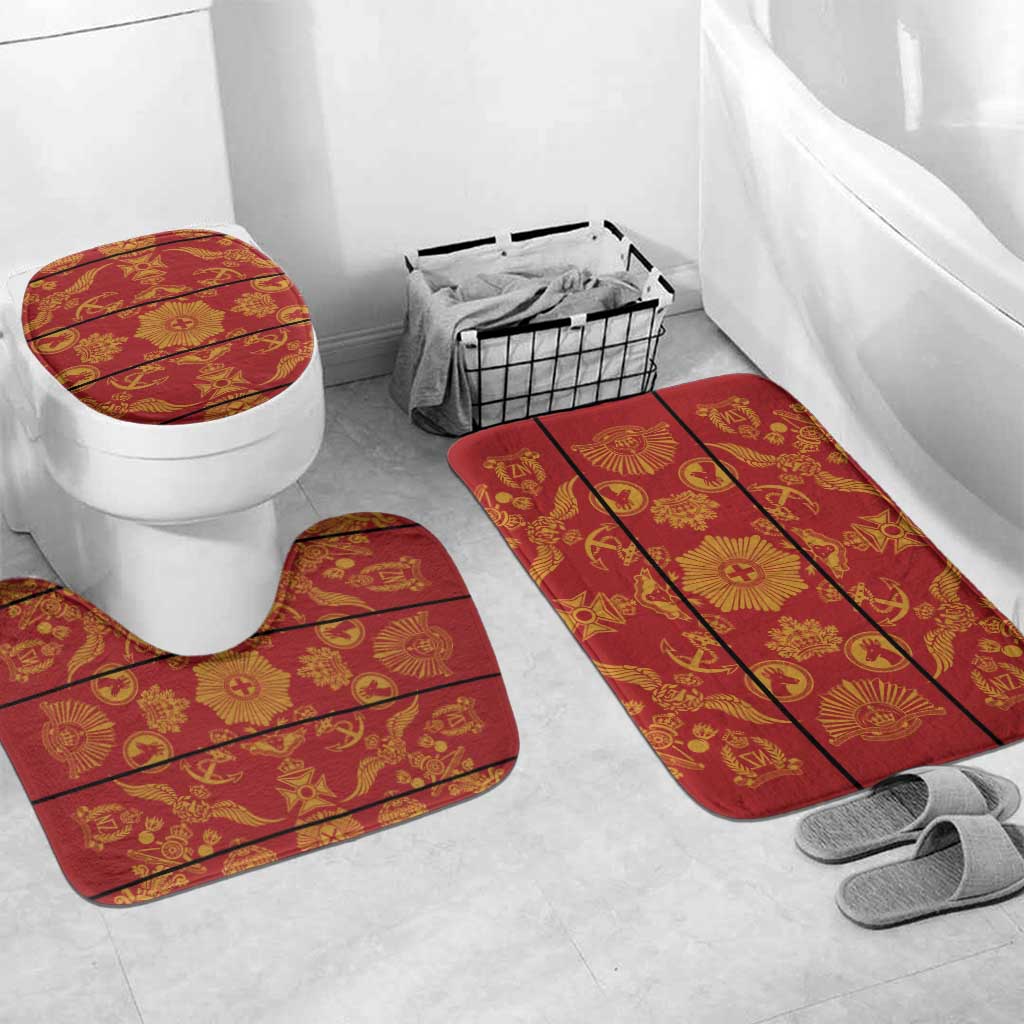 Lesotho Seanamarena Kharetsa Royal Red Bathroom Set Basotho Traditional Blanket Style - Wonder Print Shop