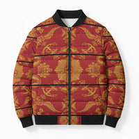 Lesotho Seanamarena Kharetsa Royal Red Bomber Puffer Jacket Basotho Traditional Blanket Style - Wonder Print Shop