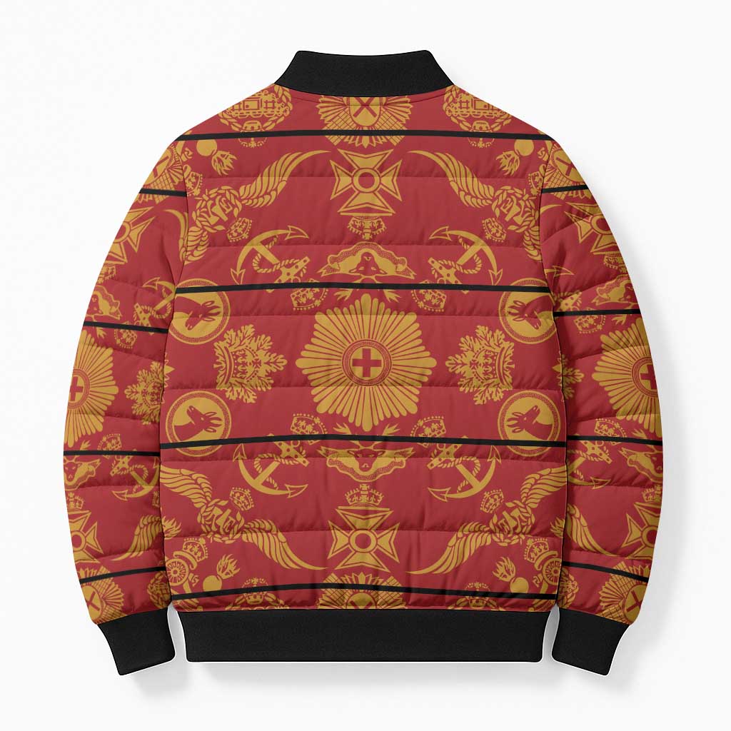 Lesotho Seanamarena Kharetsa Royal Red Bomber Puffer Jacket Basotho Traditional Blanket Style - Wonder Print Shop