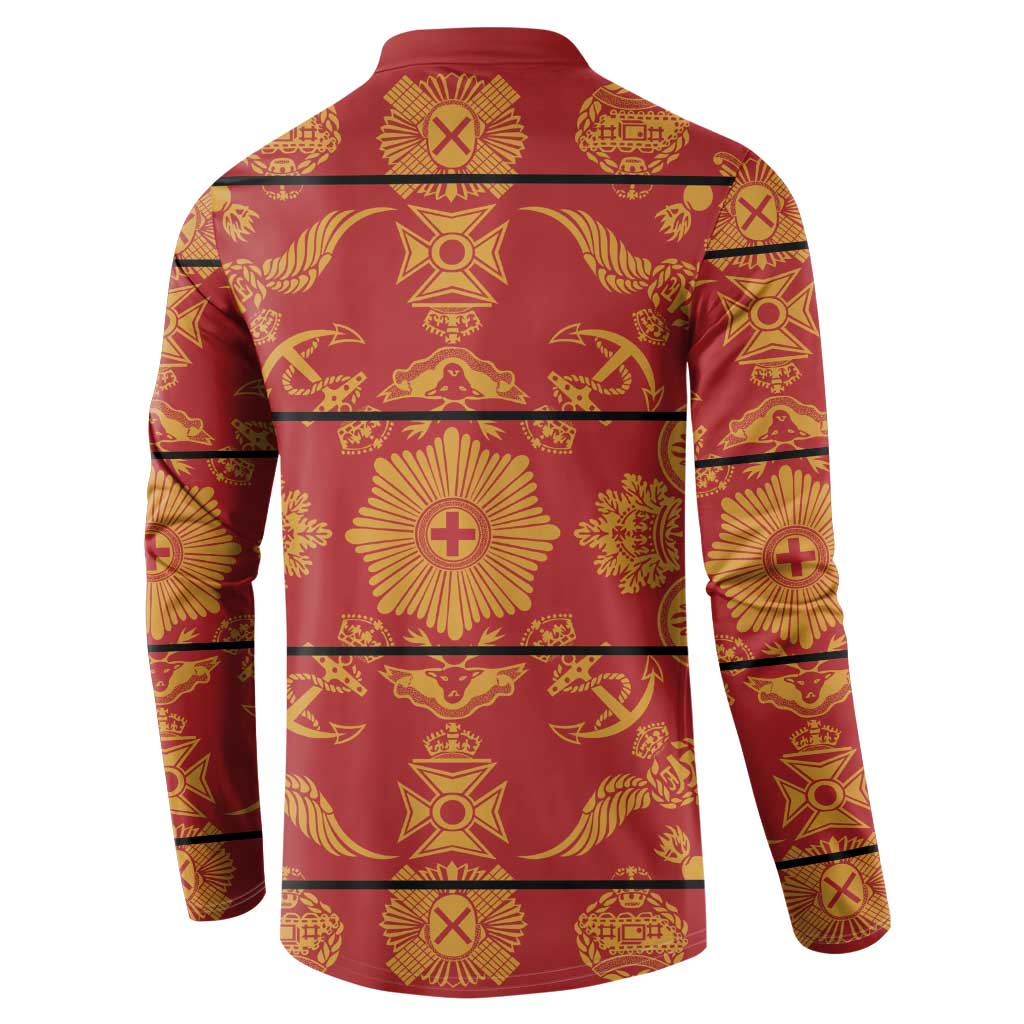 Lesotho Seanamarena Kharetsa Royal Red Button Sweatshirt Basotho Traditional Blanket Style - Wonder Print Shop