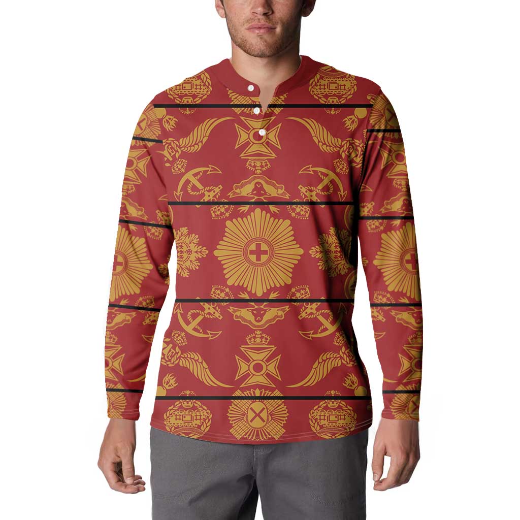 Lesotho Seanamarena Kharetsa Royal Red Button Sweatshirt Basotho Traditional Blanket Style - Wonder Print Shop