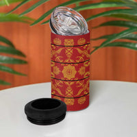 Lesotho Seanamarena Kharetsa Royal Red 4 in 1 Can Cooler Tumbler Basotho Traditional Blanket Style - Wonder Print Shop