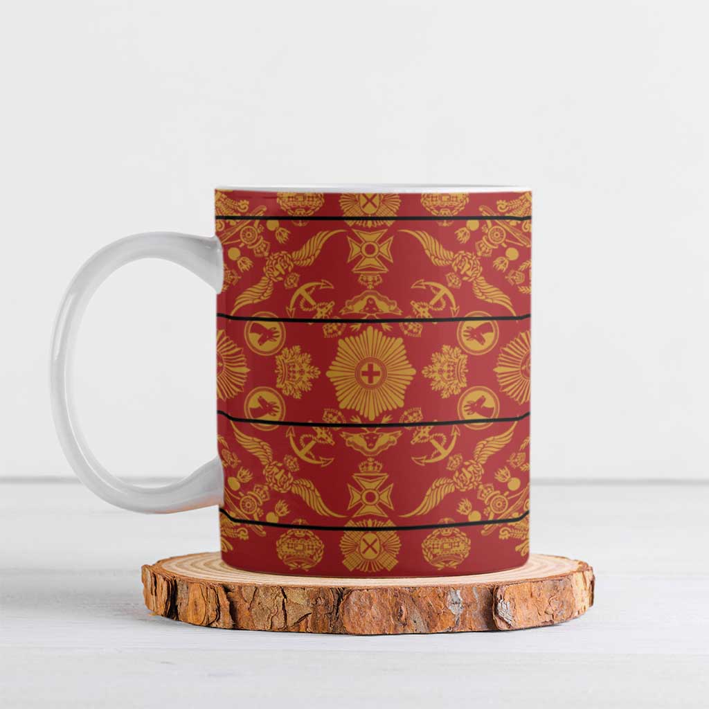 Lesotho Seanamarena Kharetsa Royal Red Ceramic Mug Basotho Traditional Blanket Style - Wonder Print Shop