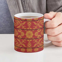 Lesotho Seanamarena Kharetsa Royal Red Ceramic Mug Basotho Traditional Blanket Style - Wonder Print Shop