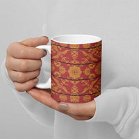 Lesotho Seanamarena Kharetsa Royal Red Ceramic Mug Basotho Traditional Blanket Style - Wonder Print Shop