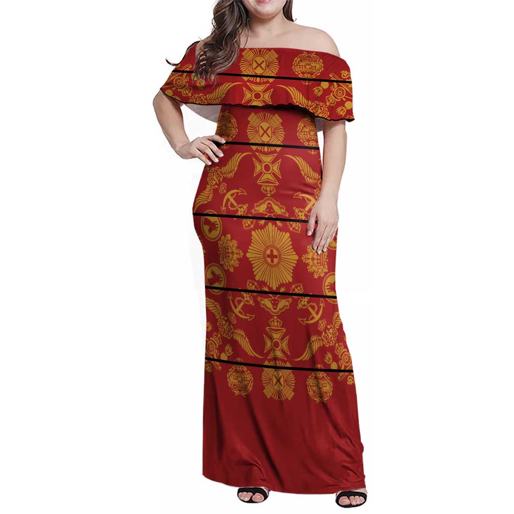 Lesotho Seanamarena Kharetsa Royal Red Family Matching Off Shoulder Maxi Dress and Hawaiian Shirt Basotho Traditional Blanket Style - Wonder Print Shop