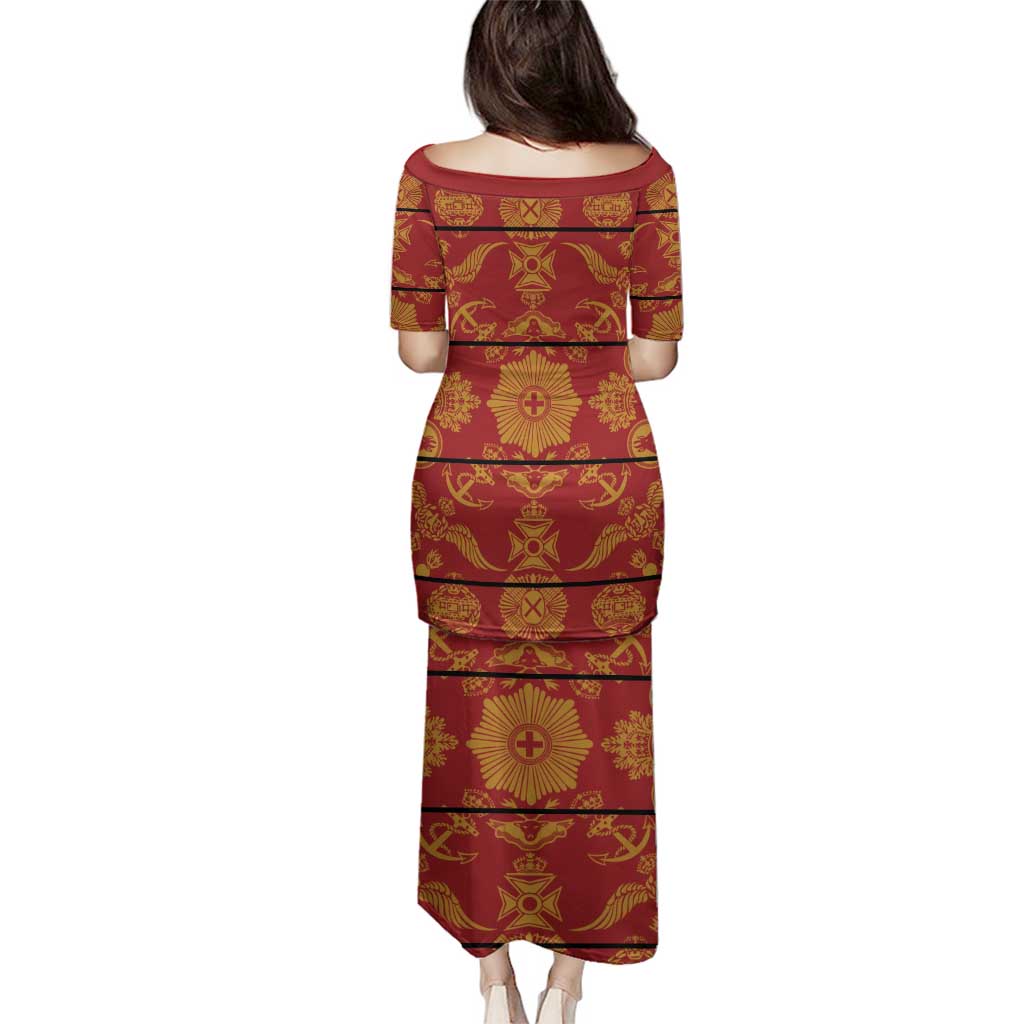 Lesotho Seanamarena Kharetsa Royal Red Family Matching Puletasi and Hawaiian Shirt Basotho Traditional Blanket Style - Wonder Print Shop