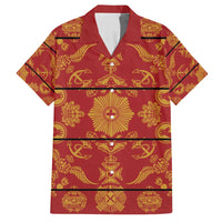 Lesotho Seanamarena Kharetsa Royal Red Family Matching Short Sleeve Bodycon Dress and Hawaiian Shirt Basotho Traditional Blanket Style - Wonder Print Shop