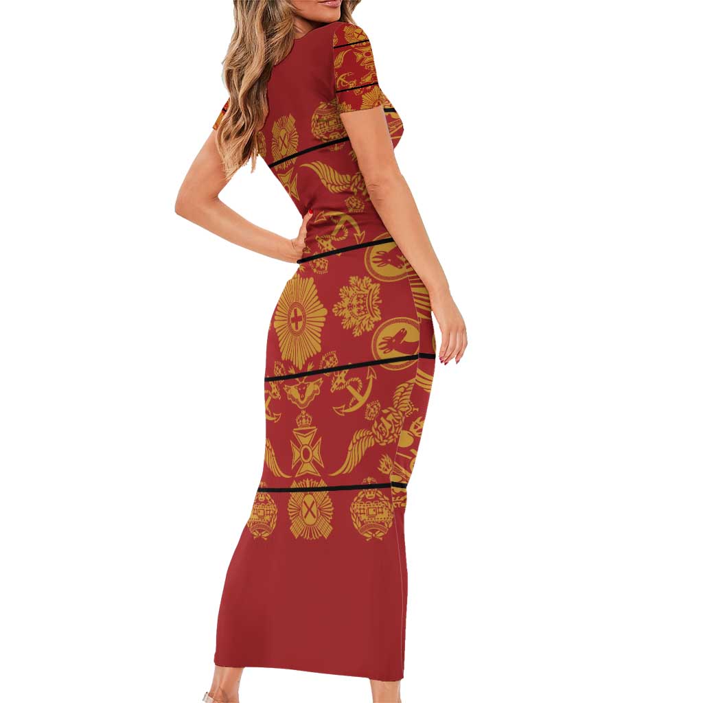 Lesotho Seanamarena Kharetsa Royal Red Family Matching Short Sleeve Bodycon Dress and Hawaiian Shirt Basotho Traditional Blanket Style - Wonder Print Shop