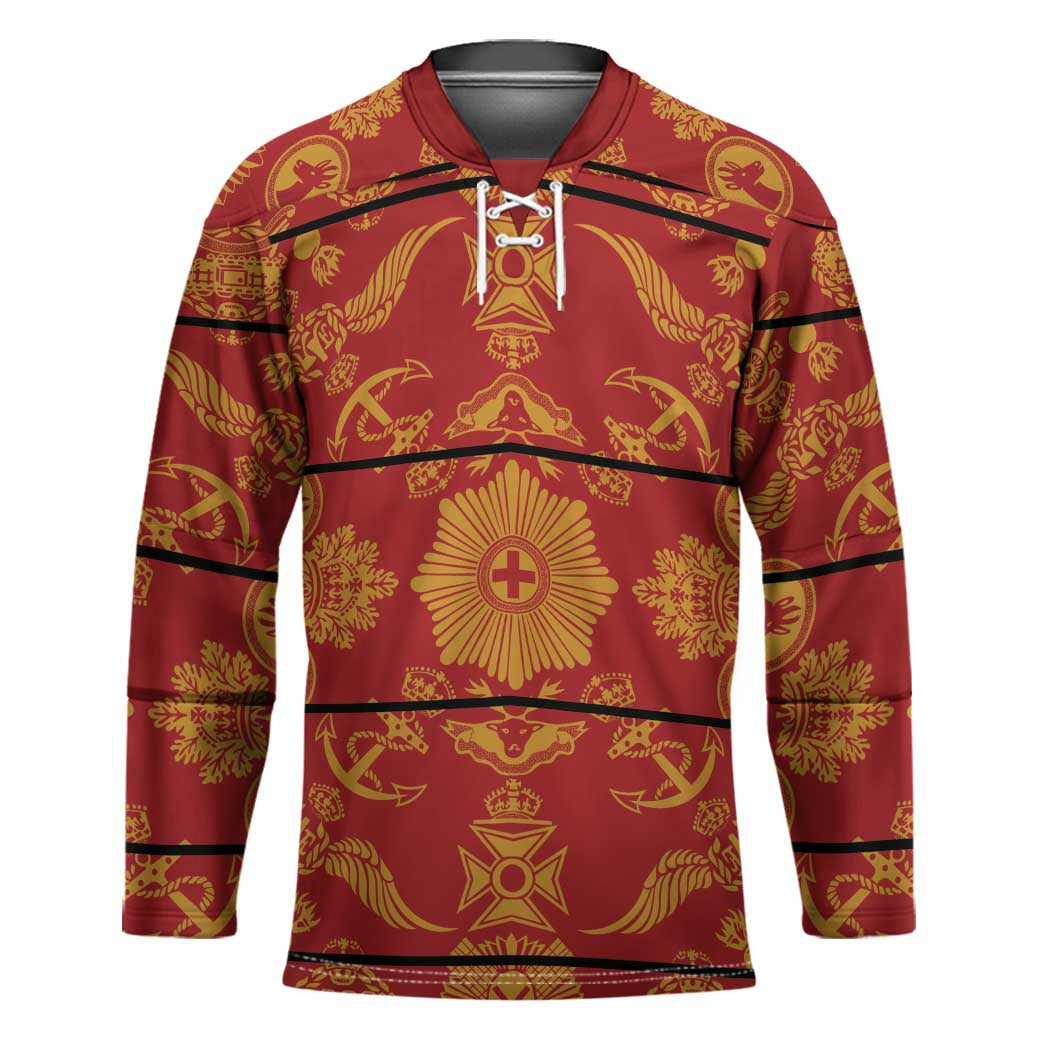 Lesotho Seanamarena Kharetsa Royal Red Hockey Jersey Basotho Traditional Blanket Style - Wonder Print Shop