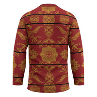 Lesotho Seanamarena Kharetsa Royal Red Hockey Jersey Basotho Traditional Blanket Style - Wonder Print Shop