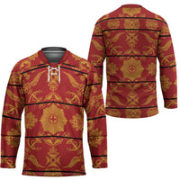 Lesotho Seanamarena Kharetsa Royal Red Hockey Jersey Basotho Traditional Blanket Style - Wonder Print Shop
