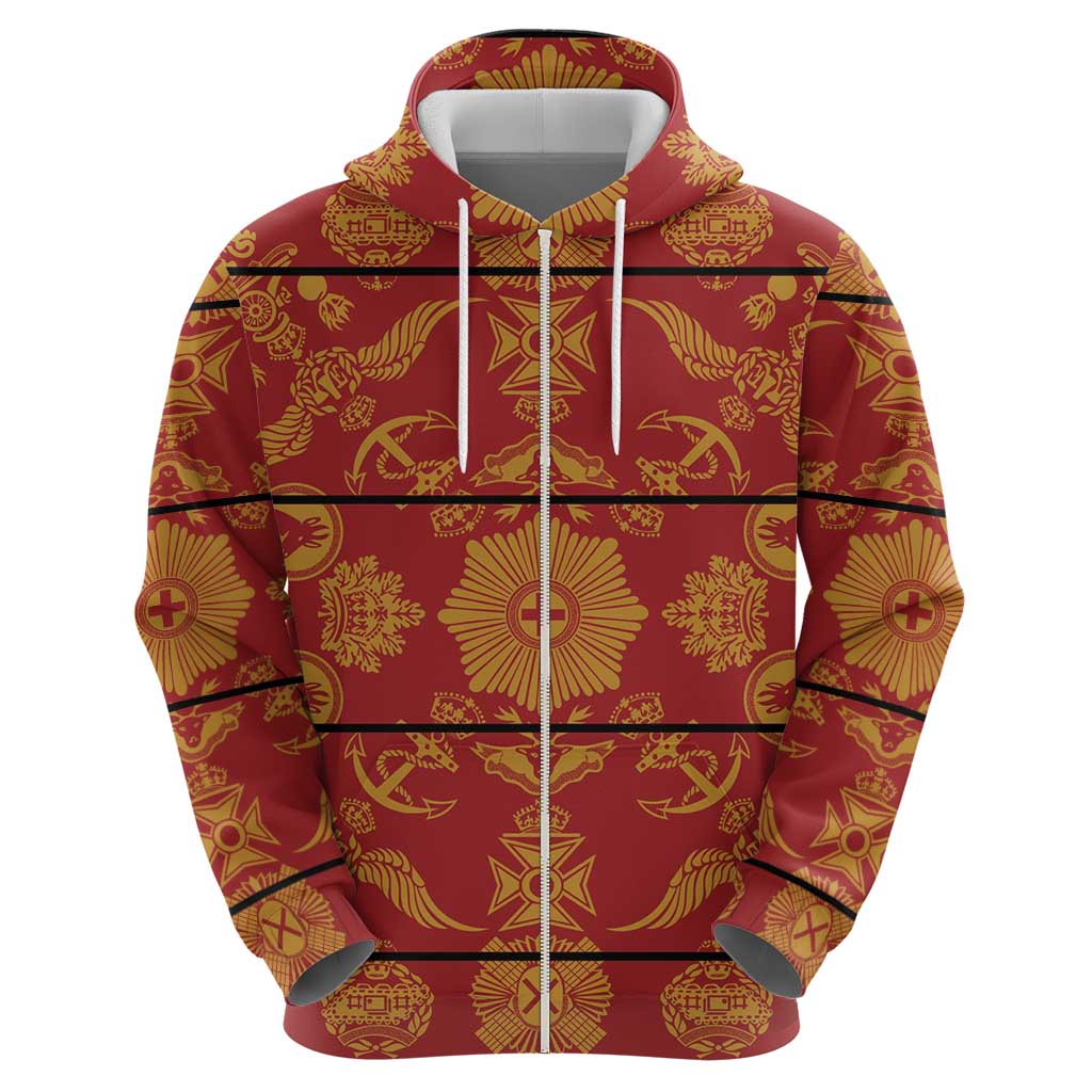 Lesotho Seanamarena Kharetsa Royal Red Hoodie Basotho Traditional Blanket Style - Wonder Print Shop