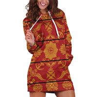 Lesotho Seanamarena Kharetsa Royal Red Hoodie Dress Basotho Traditional Blanket Style - Wonder Print Shop