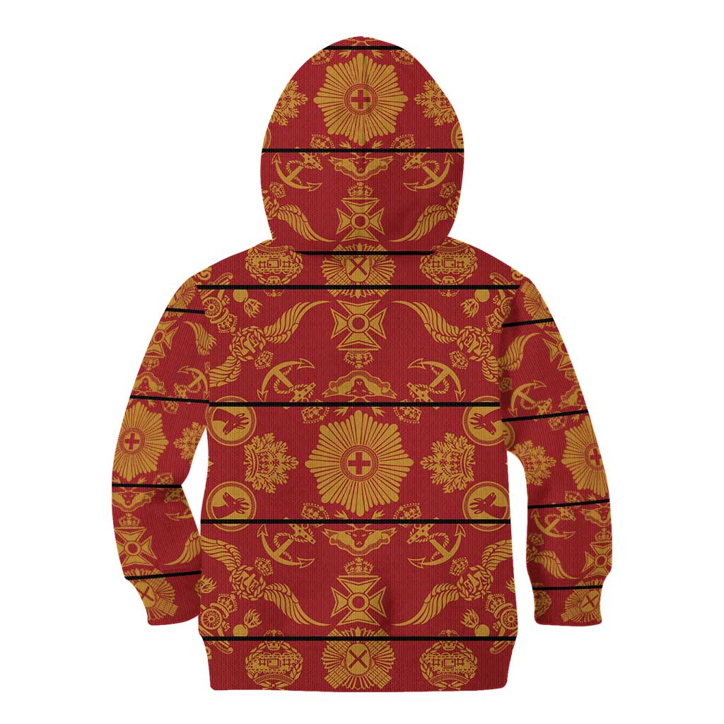 Lesotho Seanamarena Kharetsa Royal Red Kid Hoodie Basotho Traditional Blanket Style - Wonder Print Shop