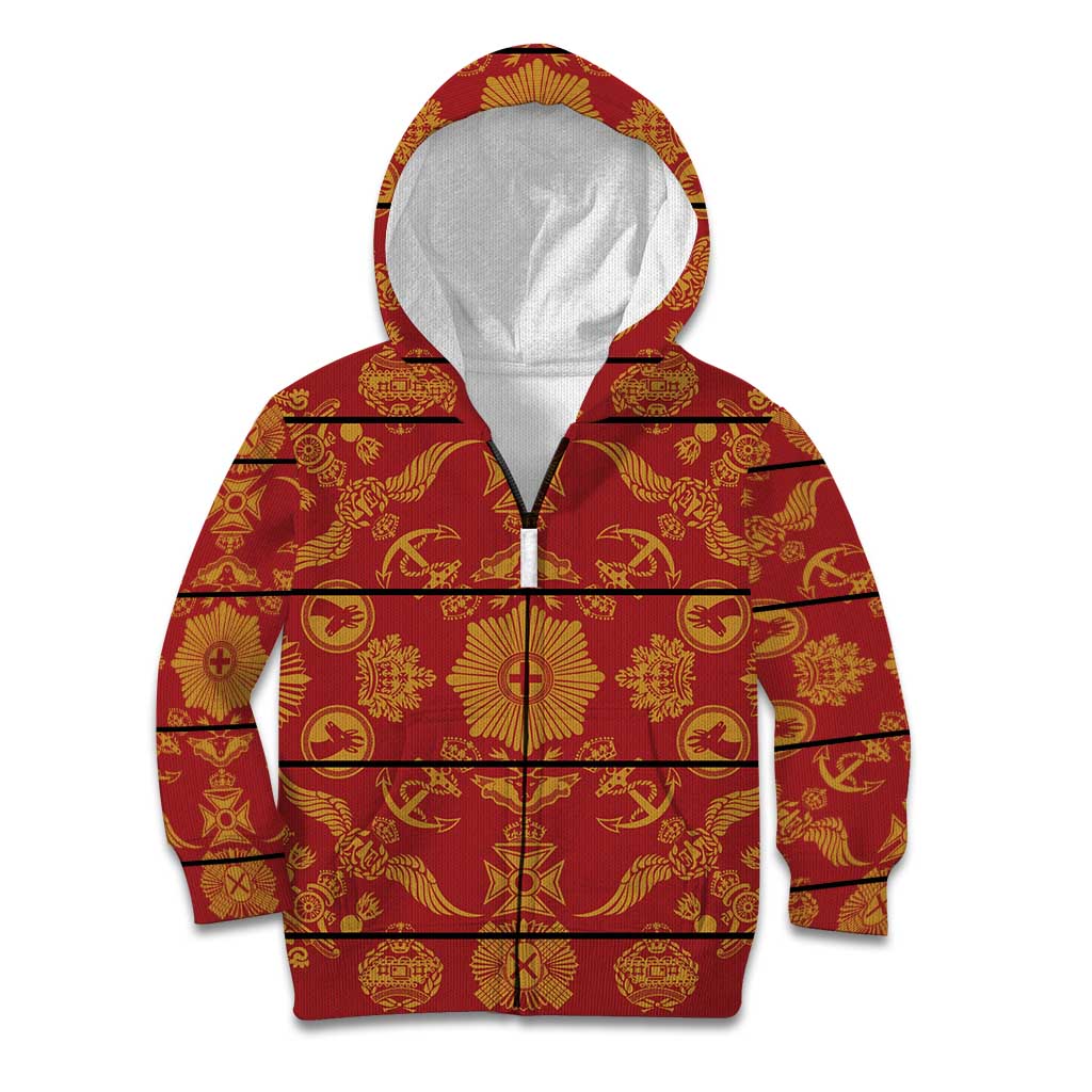 Lesotho Seanamarena Kharetsa Royal Red Kid Hoodie Basotho Traditional Blanket Style - Wonder Print Shop