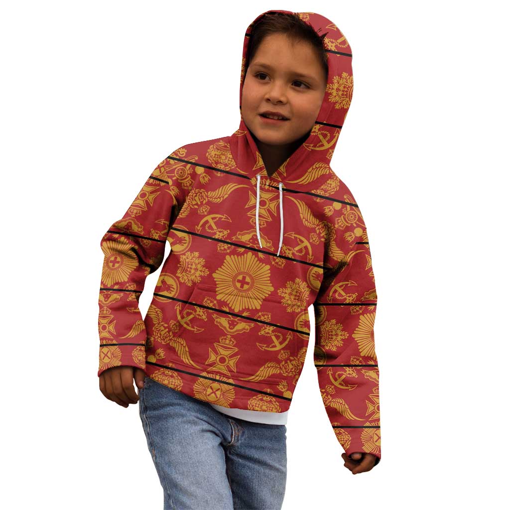 Lesotho Seanamarena Kharetsa Royal Red Kid Hoodie Basotho Traditional Blanket Style - Wonder Print Shop