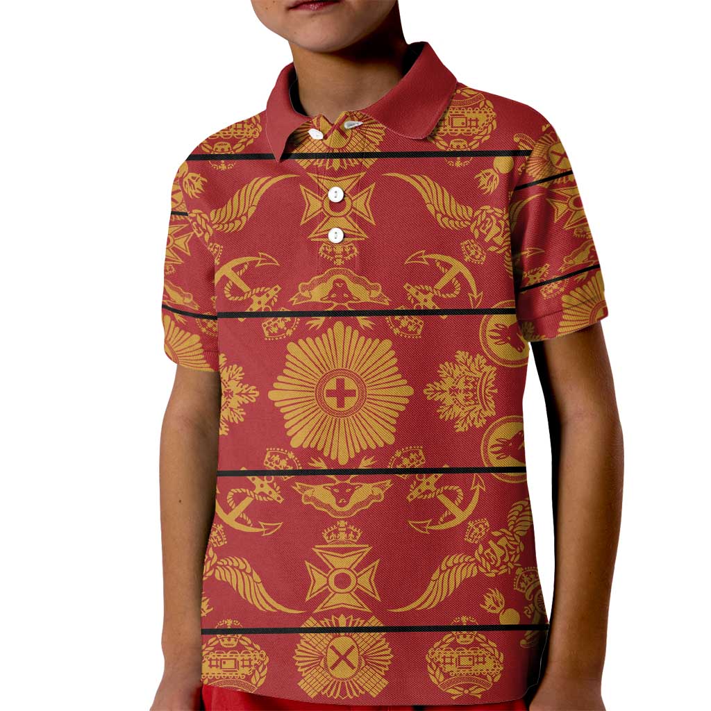 Lesotho Seanamarena Kharetsa Royal Red Kid Polo Shirt Basotho Traditional Blanket Style - Wonder Print Shop
