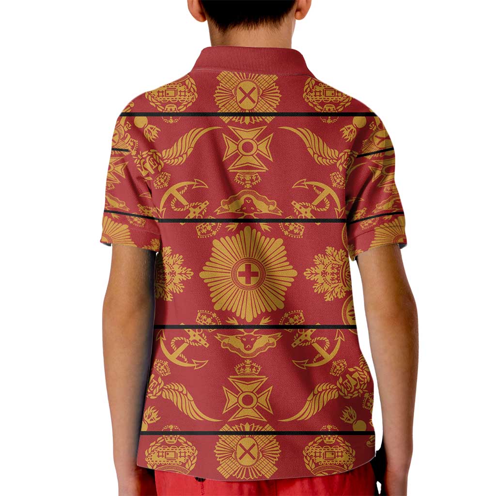 Lesotho Seanamarena Kharetsa Royal Red Kid Polo Shirt Basotho Traditional Blanket Style - Wonder Print Shop