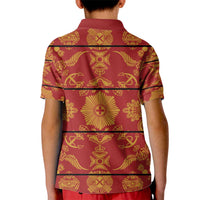 Lesotho Seanamarena Kharetsa Royal Red Kid Polo Shirt Basotho Traditional Blanket Style - Wonder Print Shop